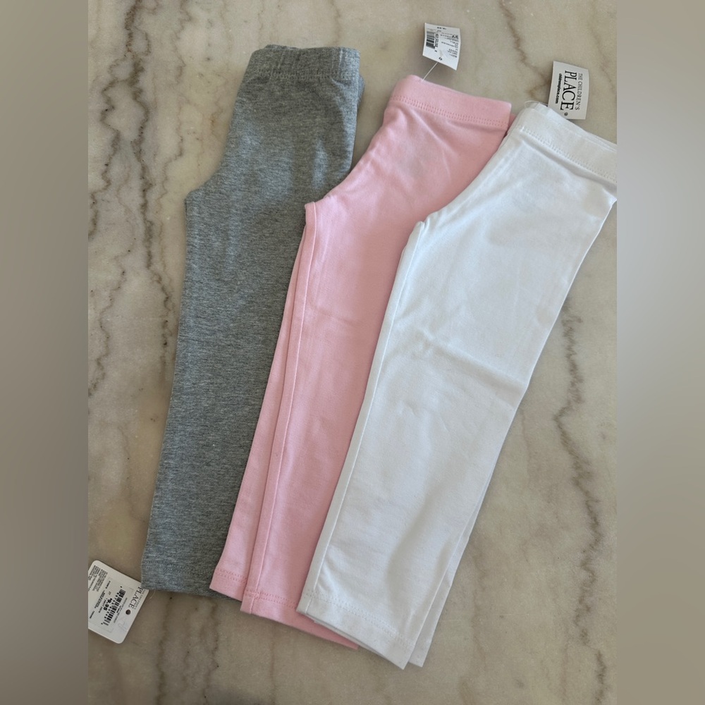 The Children's Place Gray, Pink, and White Leggings